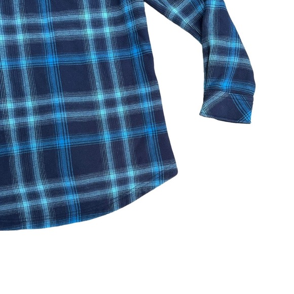 Orvis Fleece Lined Flannel Jacket Women Long Sleeve Snap Button Down Blue Medium - Picture 11 of 12